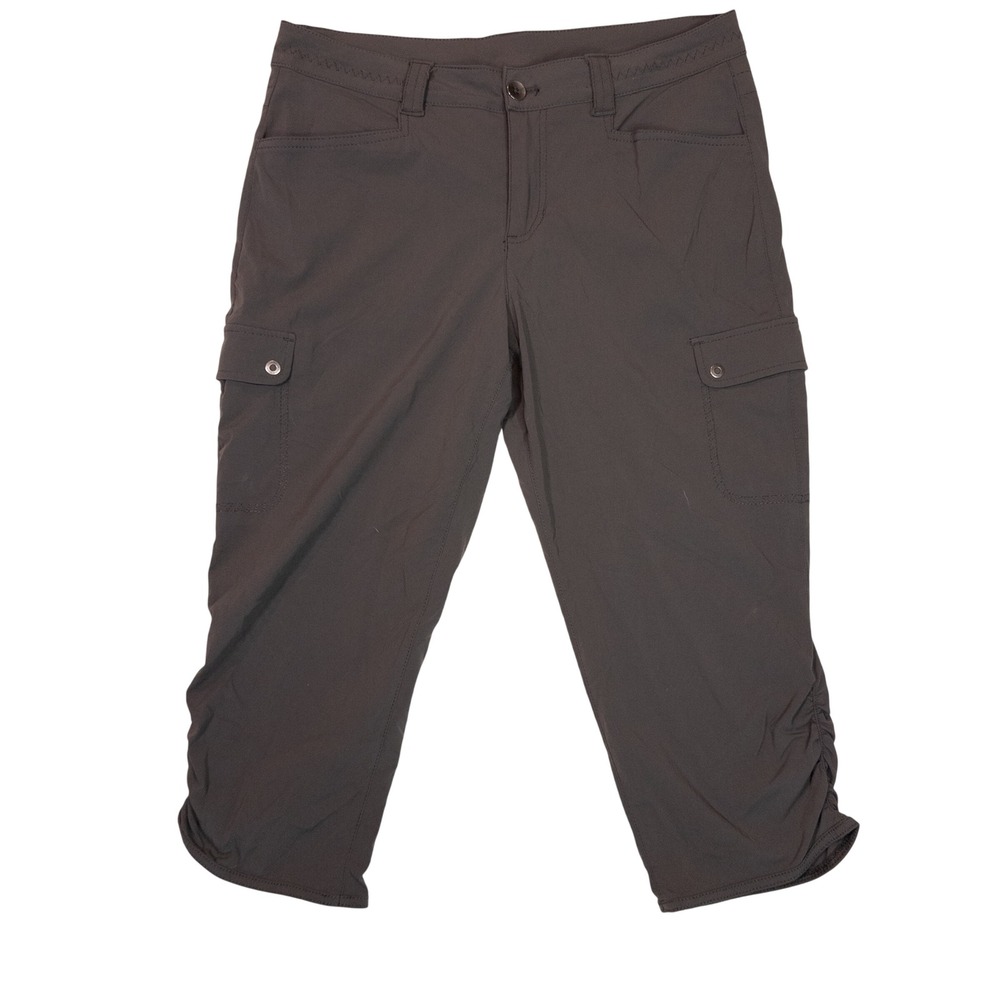 Eddie Bauer Travex Cargo Capris Womens 8 Gray Ruched Hiking Pants